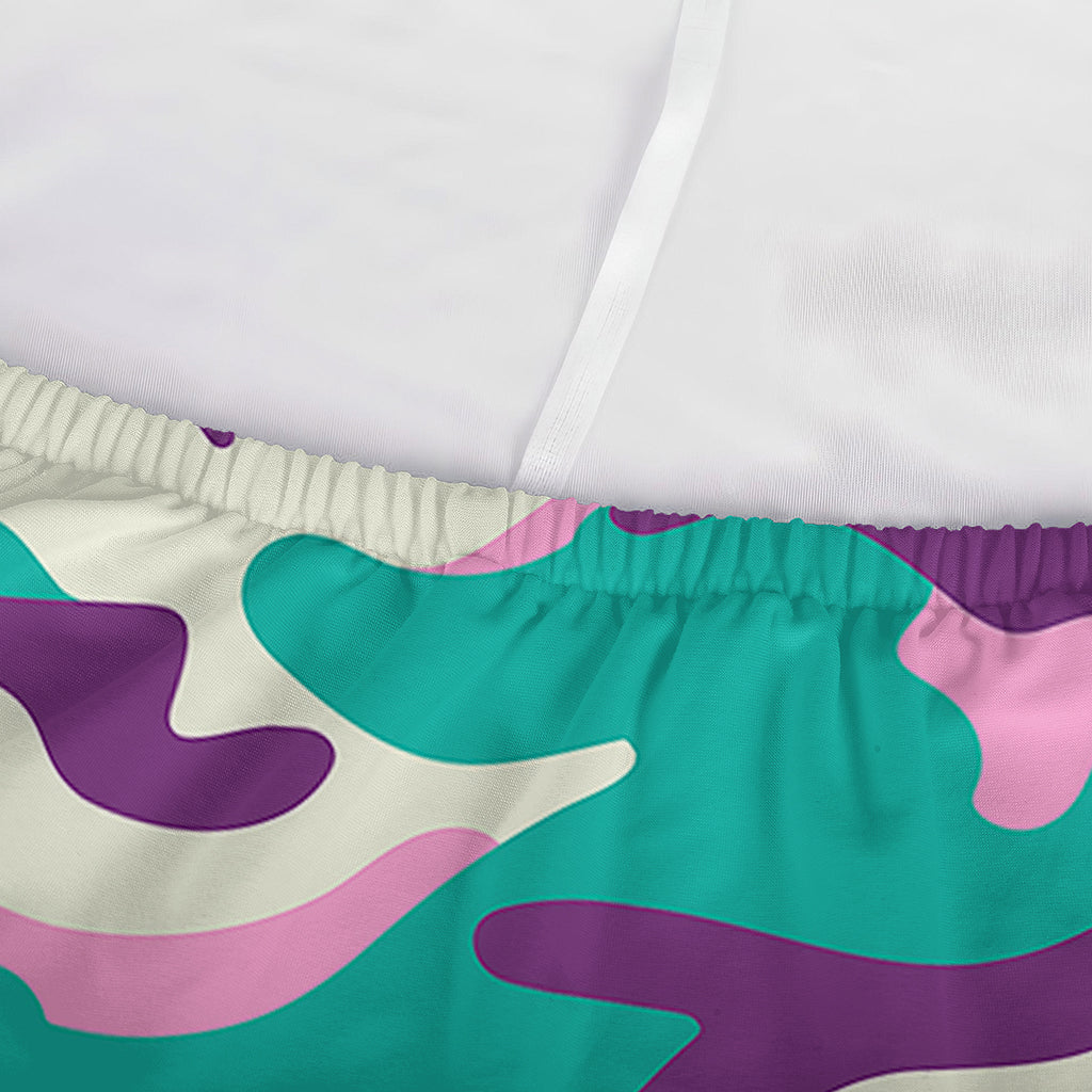 Pastel Teal And Purple Camouflage Print Sofa Cover