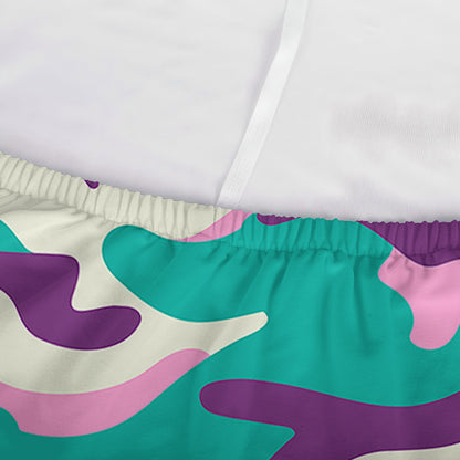 Pastel Teal And Purple Camouflage Print Sofa Cover