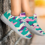 Pastel Teal And Purple Camouflage Print Sport Shoes GearFrost