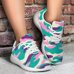 Pastel Teal And Purple Camouflage Print Sport Shoes GearFrost