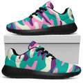 Pastel Teal And Purple Camouflage Print Walking Shoes
