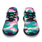 Pastel Teal And Purple Camouflage Print Sport Shoes GearFrost