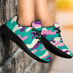 Pastel Teal And Purple Camouflage Print Sport Shoes GearFrost