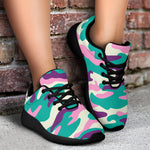 Pastel Teal And Purple Camouflage Print Sport Shoes GearFrost
