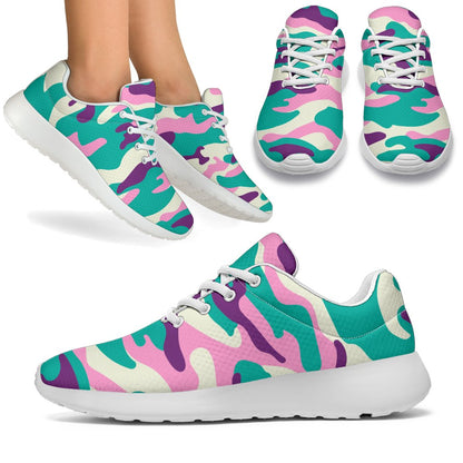 Pastel Teal And Purple Camouflage Print Sport Shoes GearFrost
