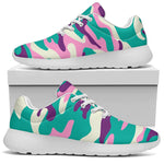 Pastel Teal And Purple Camouflage Print Sport Shoes GearFrost