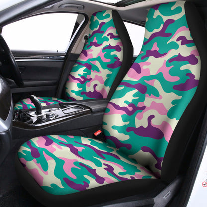 Pastel Teal And Purple Camouflage Print Universal Fit Car Seat Covers