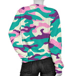 Pastel Teal And Purple Camouflage Print Women's Crewneck Sweatshirt GearFrost