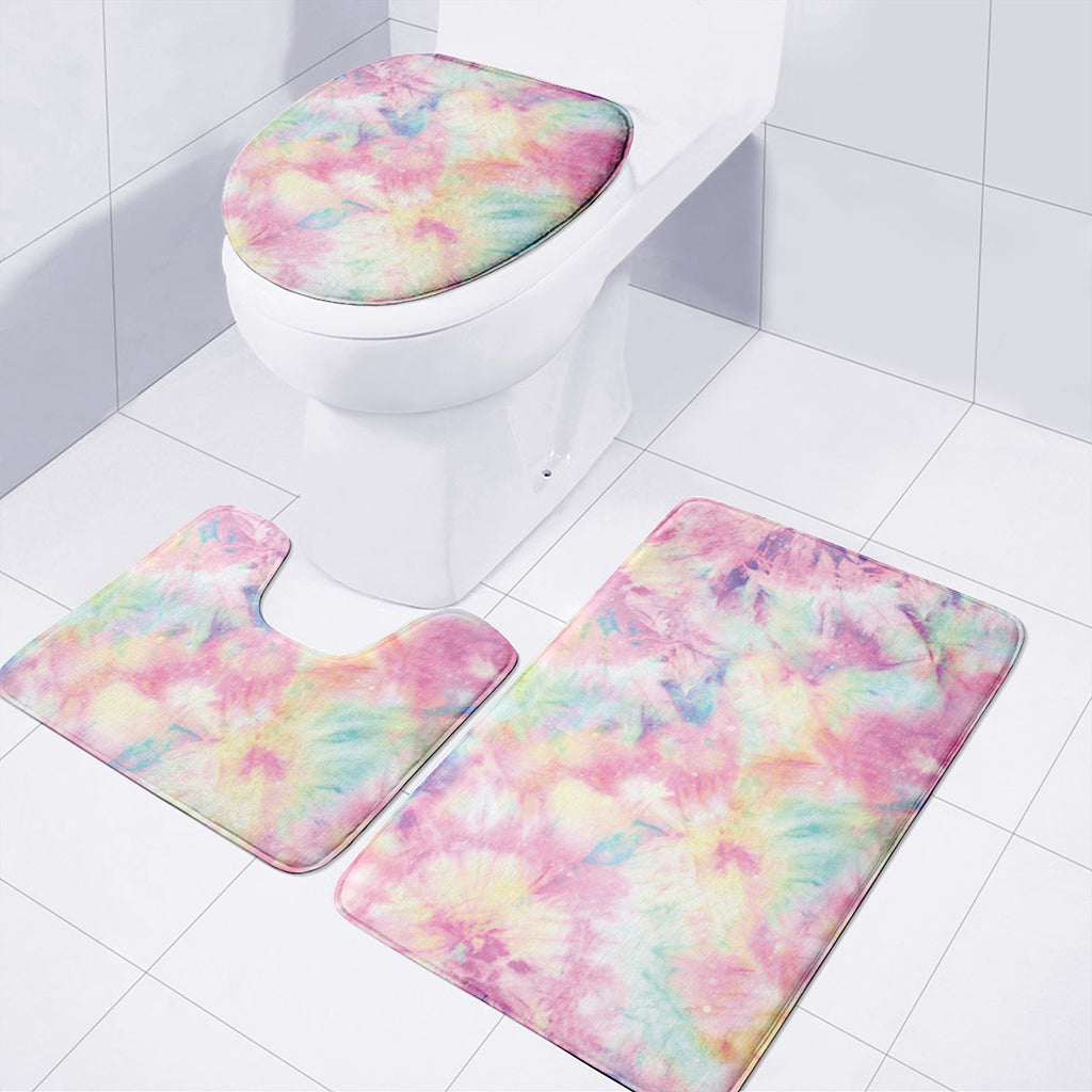 Pastel Tie Dye Print 3 Piece Bath Mat Set