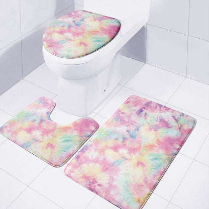 Pastel Tie Dye Print 3 Piece Bath Mat Set