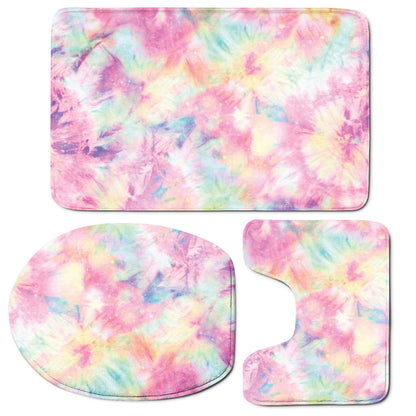 Pastel Tie Dye Print 3 Piece Bath Mat Set