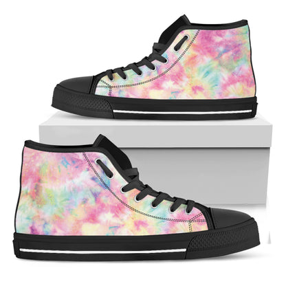 Pastel Tie Dye Print Black High Top Shoes