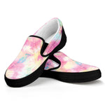Pastel Tie Dye Print Black Slip On Shoes