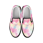 Pastel Tie Dye Print Black Slip On Shoes