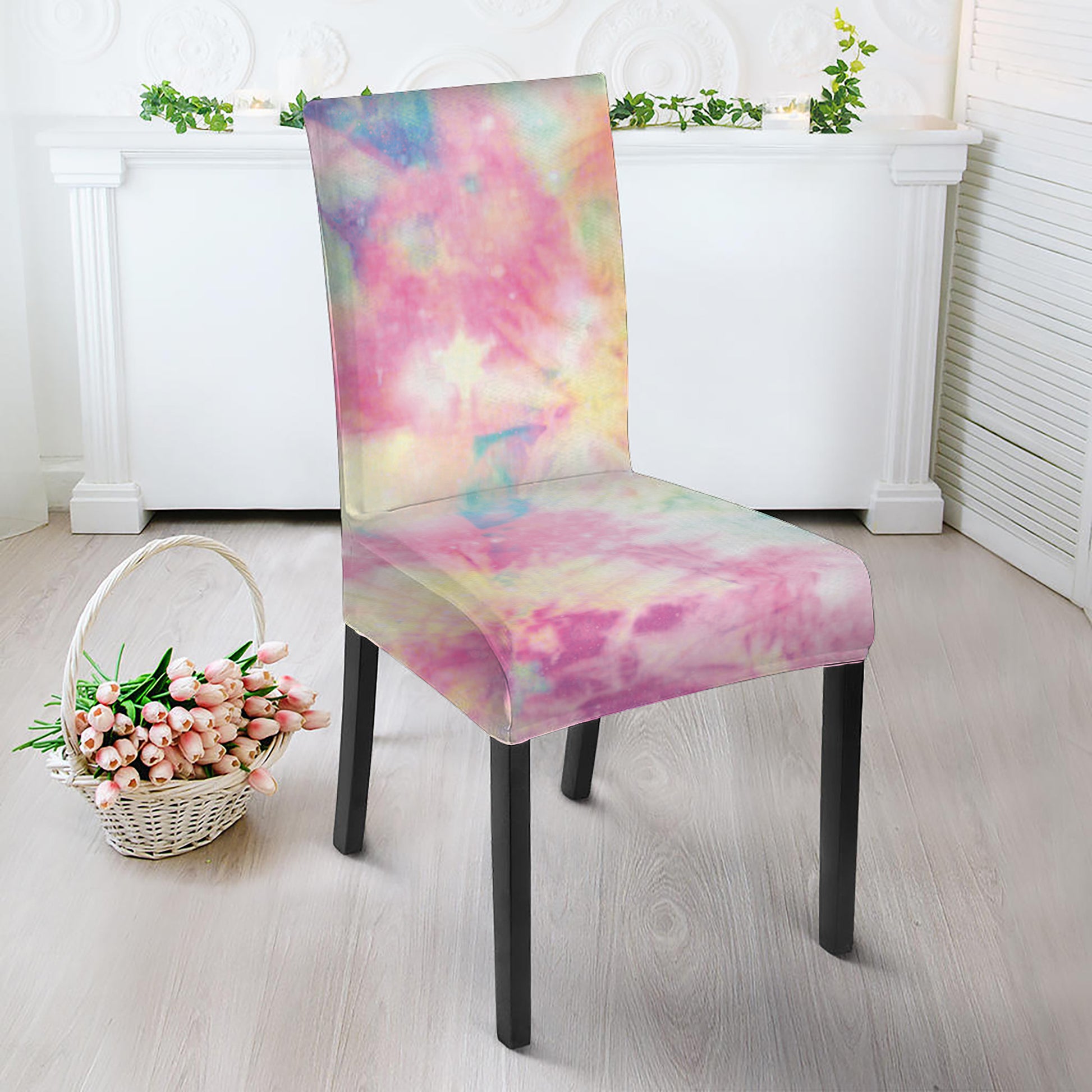 Pastel Tie Dye Print Dining Chair Slipcover