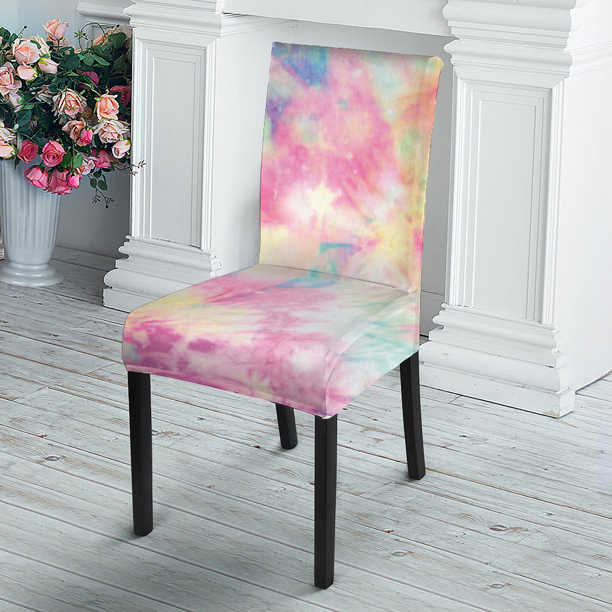 Pastel Tie Dye Print Dining Chair Slipcover