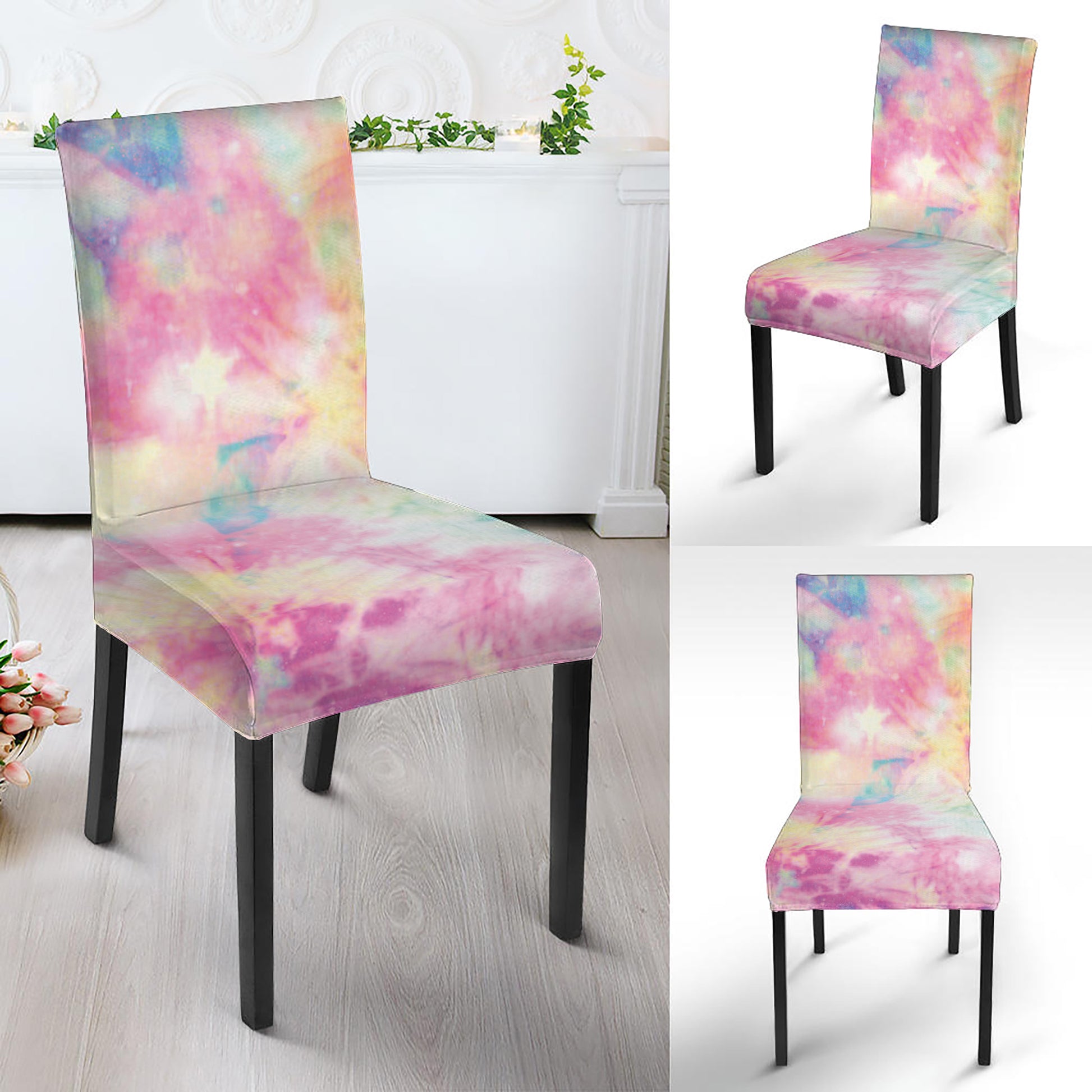 Pastel Tie Dye Print Dining Chair Slipcover