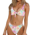 Pastel Tie Dye Print Front Bow Tie Bikini