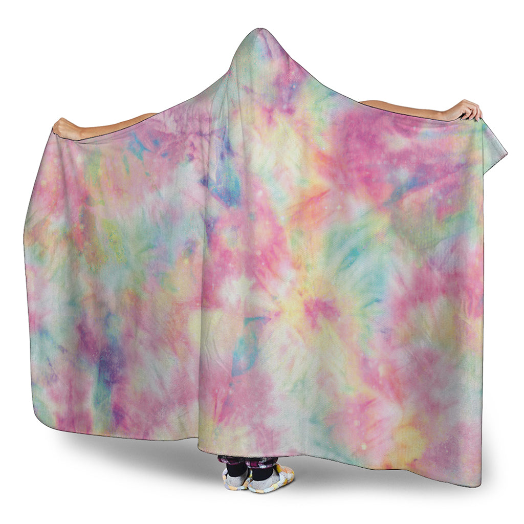 Pastel Tie Dye Print Hooded Blanket