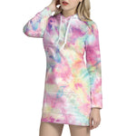 Pastel Tie Dye Print Hoodie Dress