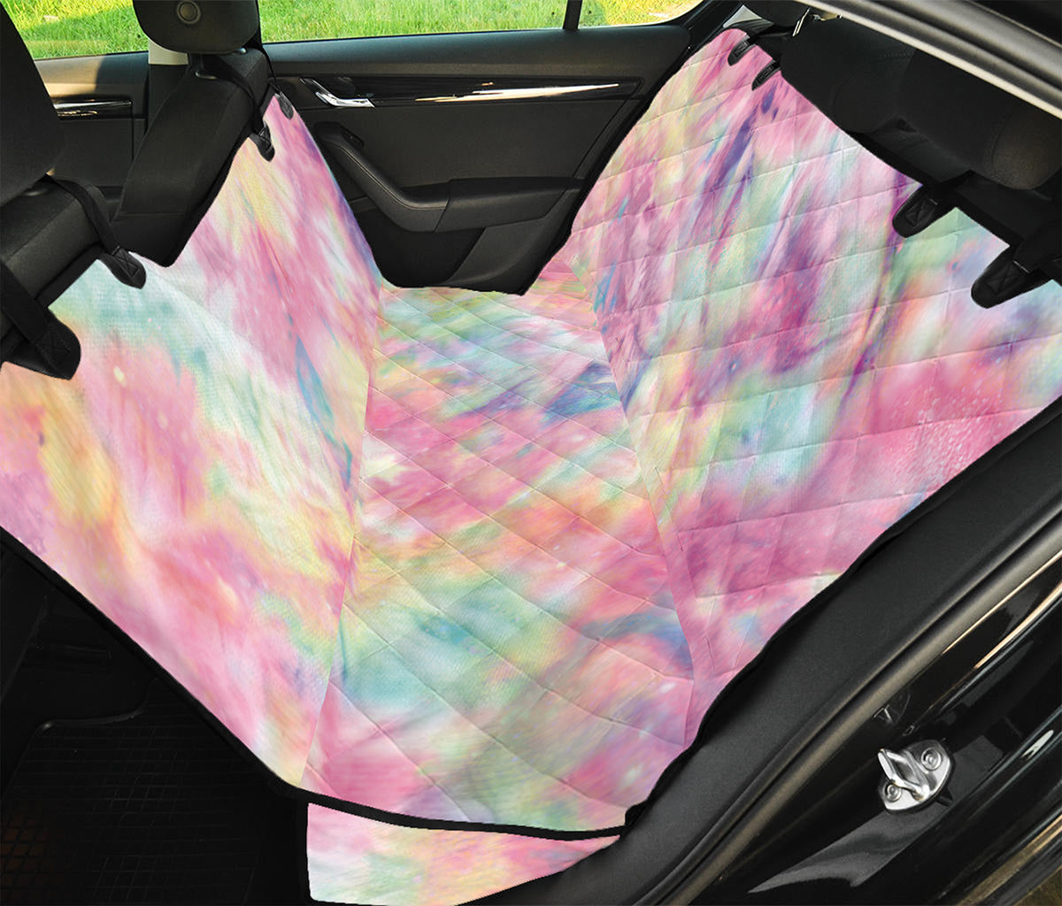 Pastel Tie Dye Print Pet Car Back Seat Cover