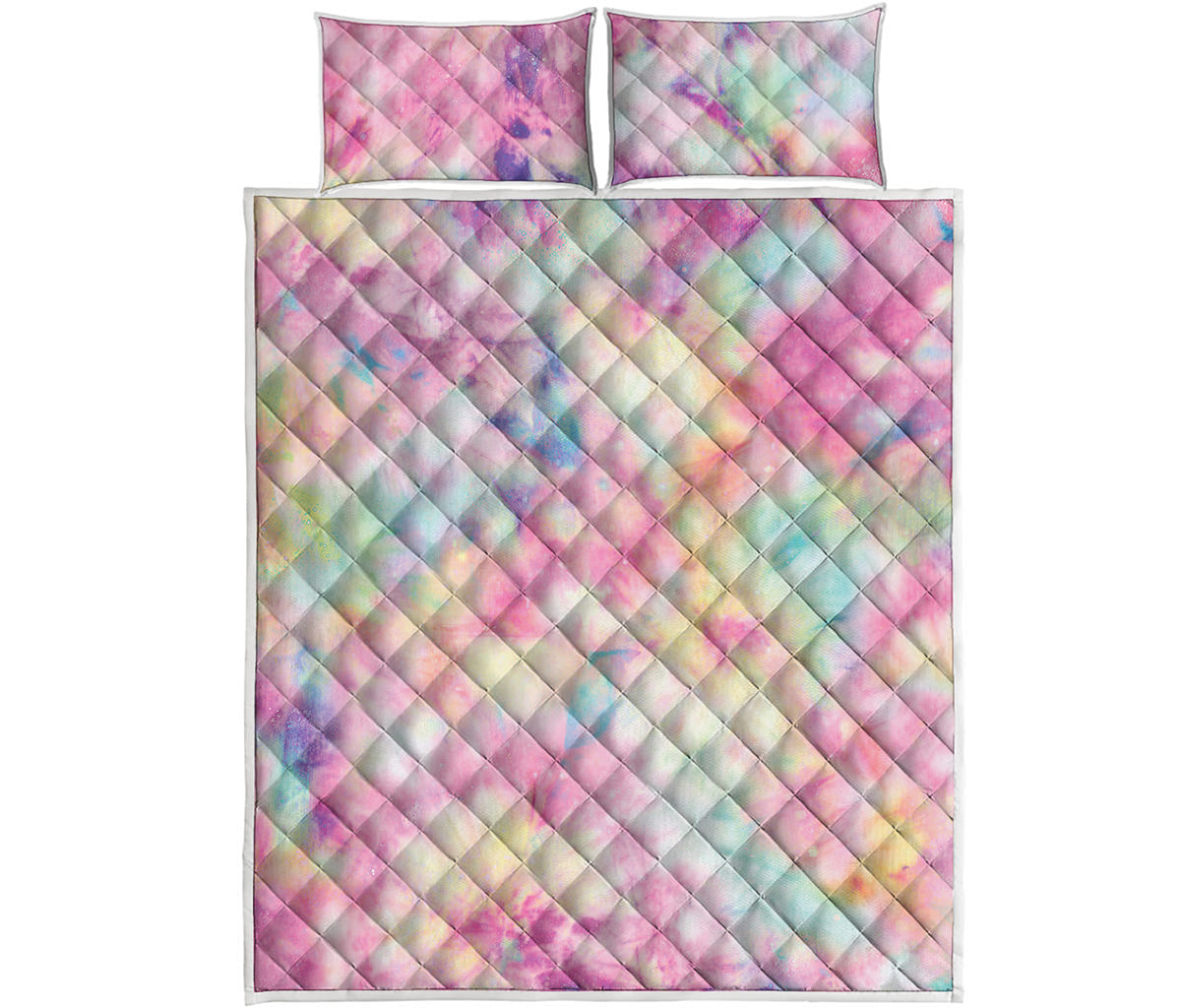 Pastel Tie Dye Print Quilt Bed Set