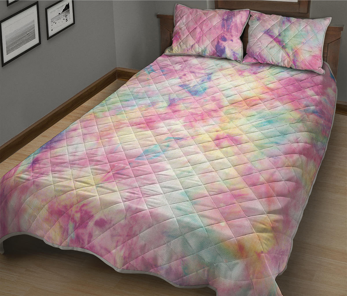 Pastel Tie Dye Print Quilt Bed Set