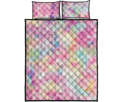 Pastel Tie Dye Print Quilt Bed Set