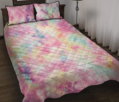 Pastel Tie Dye Print Quilt Bed Set