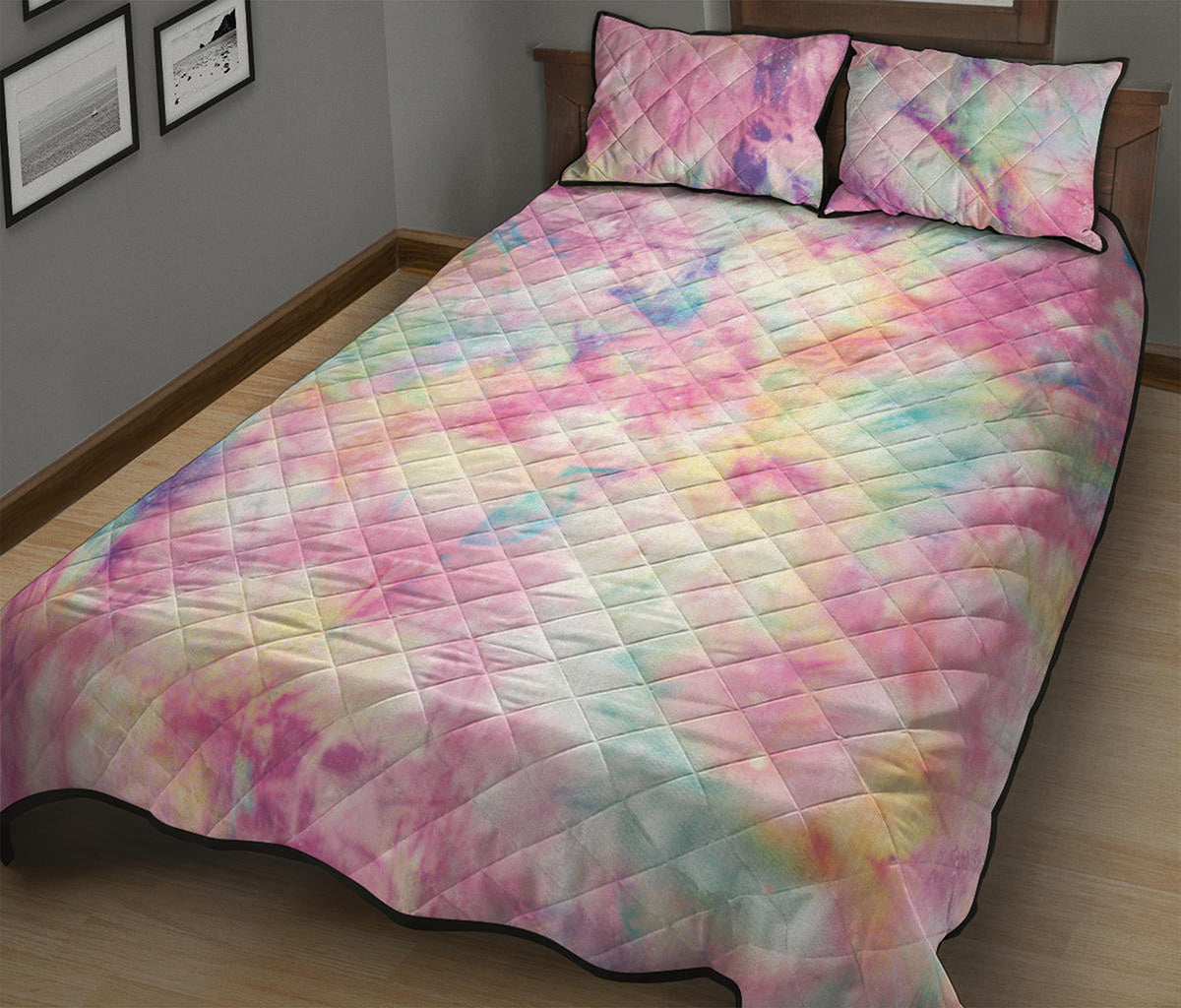 Pastel Tie Dye Print Quilt Bed Set