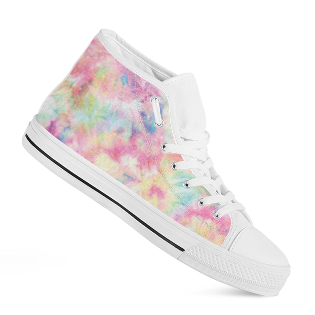 Pastel Tie Dye Print White High Top Shoes