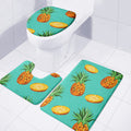 Pastel Turquoise Pineapple Pattern Print 3 Piece Bath Mat Set