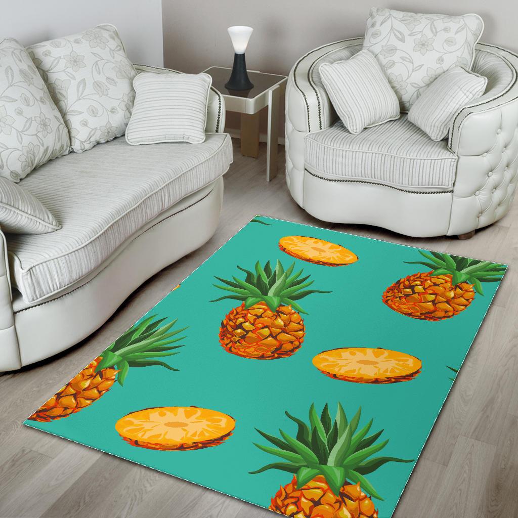 Pastel Turquoise Pineapple Pattern Print Area Rug GearFrost