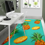 Pastel Turquoise Pineapple Pattern Print Area Rug GearFrost