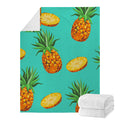 Pastel Turquoise Pineapple Pattern Print Blanket