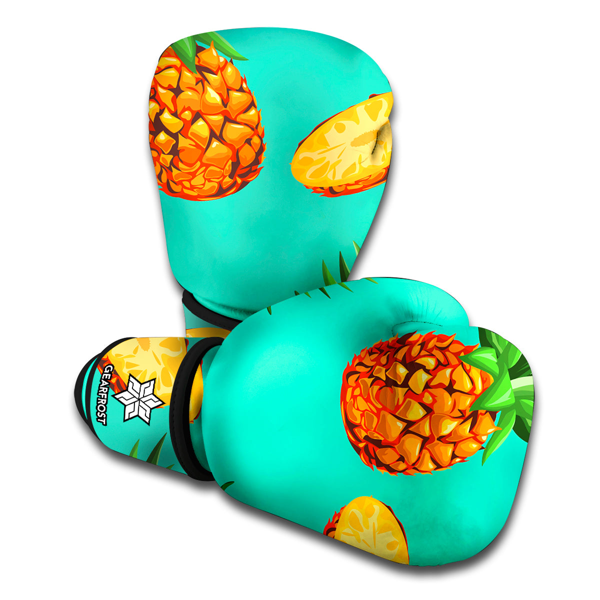Pastel Turquoise Pineapple Pattern Print Boxing Gloves