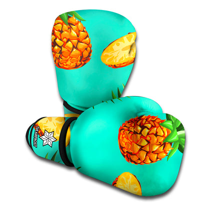 Pastel Turquoise Pineapple Pattern Print Boxing Gloves