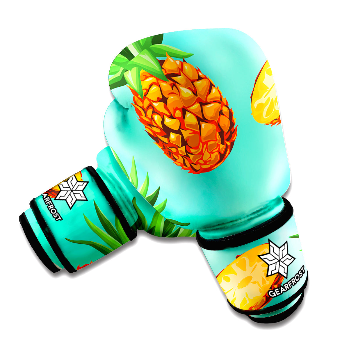 Pastel Turquoise Pineapple Pattern Print Boxing Gloves