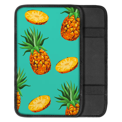 Pastel Turquoise Pineapple Pattern Print Car Center Console Cover