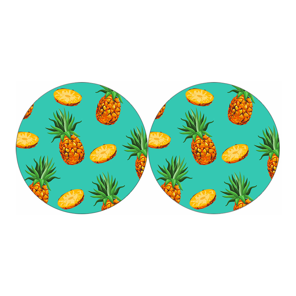 Pastel Turquoise Pineapple Pattern Print Car Coasters