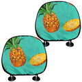 Pastel Turquoise Pineapple Pattern Print Car Headrest Covers