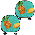 Pastel Turquoise Pineapple Pattern Print Car Headrest Covers