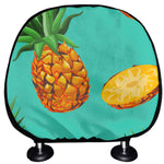 Pastel Turquoise Pineapple Pattern Print Car Headrest Covers