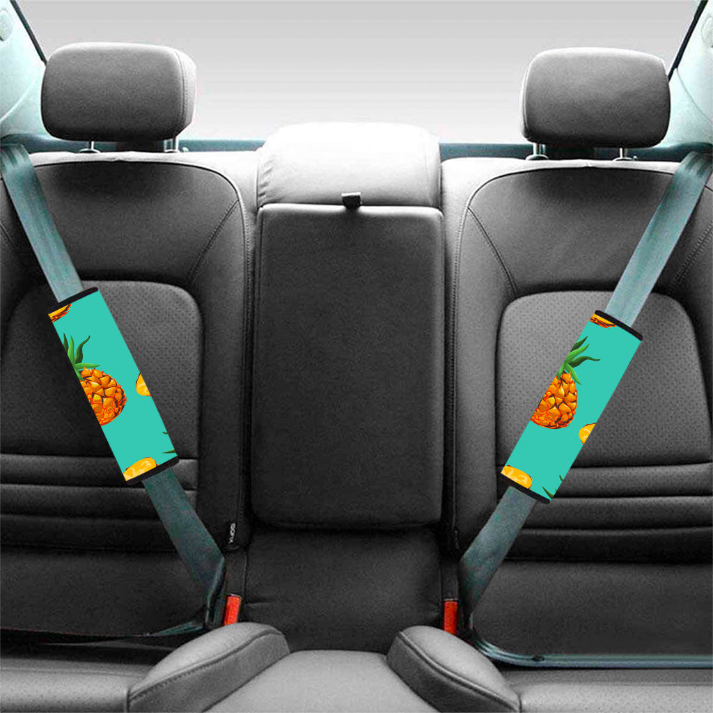 Pastel Turquoise Pineapple Pattern Print Car Seat Belt Covers