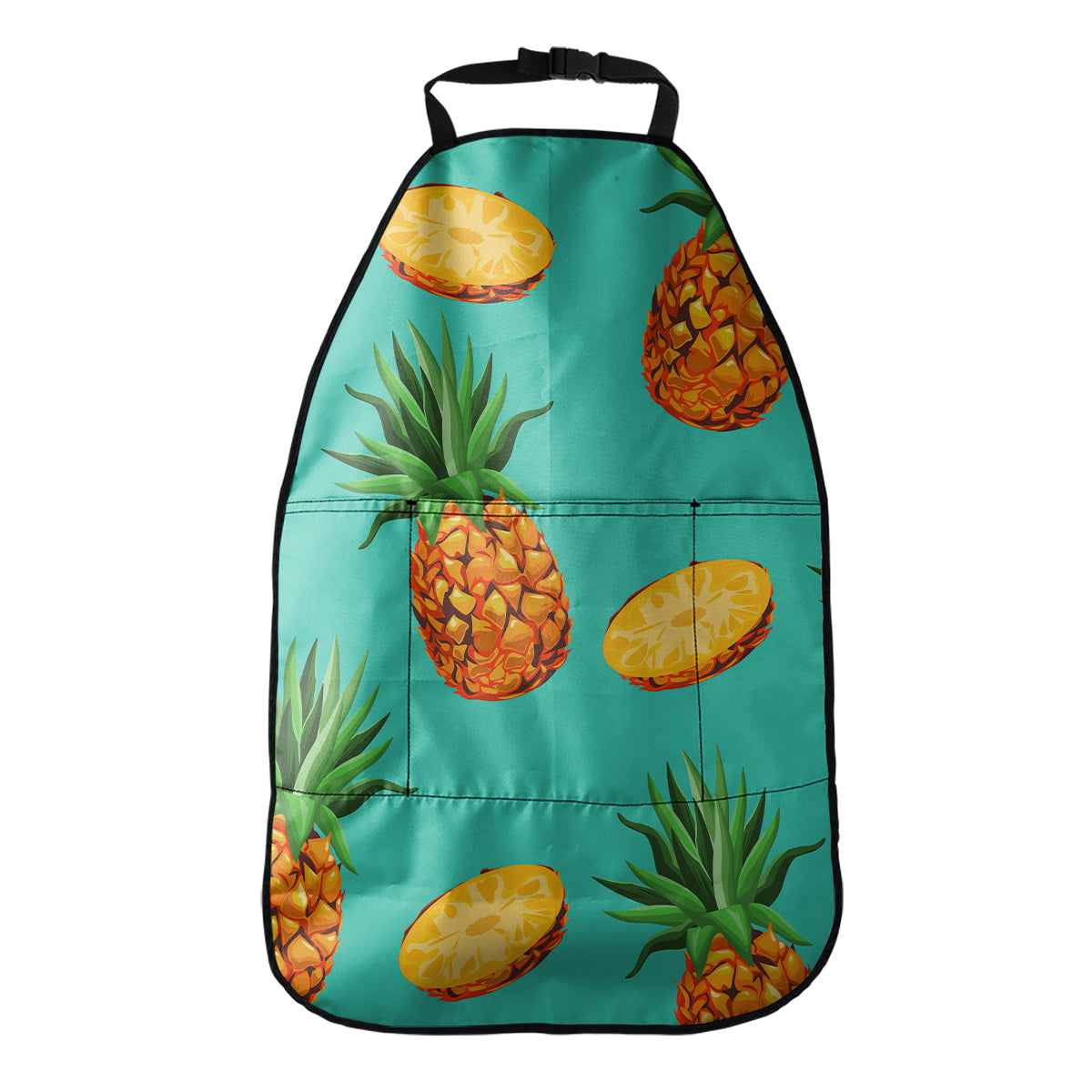 Pastel Turquoise Pineapple Pattern Print Car Seat Organizers