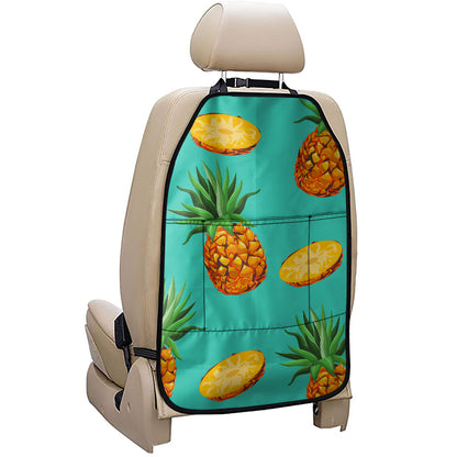 Pastel Turquoise Pineapple Pattern Print Car Seat Organizers
