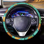 Pastel Turquoise Pineapple Pattern Print Car Steering Wheel Cover