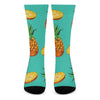 Pastel Turquoise Pineapple Pattern Print Crew Socks