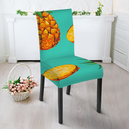 Pastel Turquoise Pineapple Pattern Print Dining Chair Slipcover