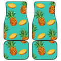 Pastel Turquoise Pineapple Pattern Print Front and Back Car Floor Mats